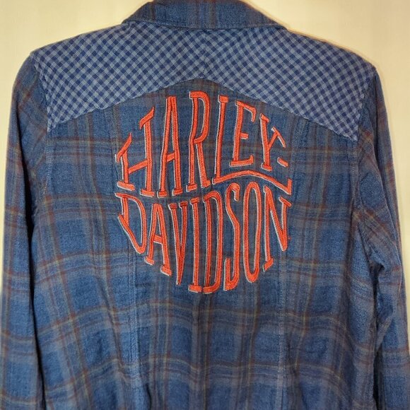 Women's XL Harley Davidson HD Plaid Button Up Long Sleeve Shirt - Picture 3 of 9